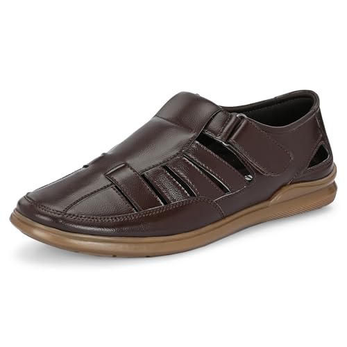 Image of Centrino Men's Fisherman Sandals | Stylish Closed-Toe Design | Soft Cushioned Footbed | Genuine-Look Upper | Comfortable for Daily & Outdoor Wear (9489)