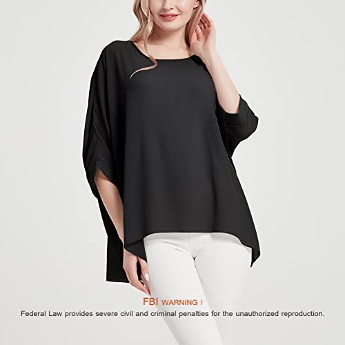 Women's Bohemian Style Summer Beach Lagenlook Top Kimono Loose Waterfall Chiffon Kaftan Poncho Shirt2