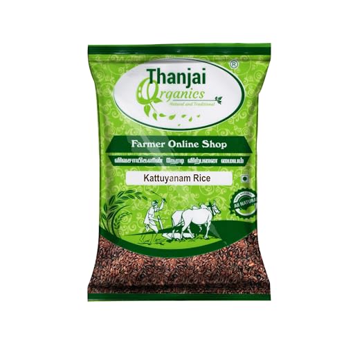 Thanjai Organics Hand Pounded Kattuyanam Rice 3Kg | 1500g X 2 | Traditional Red Rice | Unpolished Rice | Kattuyanam Arisi