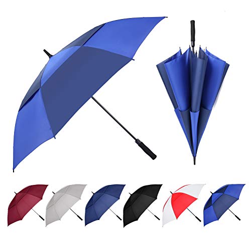 Image of Golf Umbrella Large 62 /68 /72 Inch, Extra Large Oversize Double Canopy Vented Windproof Waterproof Umbrella, Automatic Open Golf Umbrella for Men and Women and Family