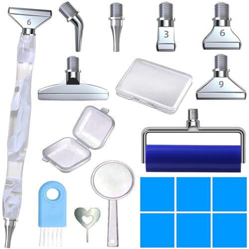 Image of LEIYULY 19PCS Diamond Painting Pen, Diamond Painting Art Drill Bead Dot Pen Kit with 6 Threaded Metal Diamond Art Tips, 2 Storage Boxes,A 3X Magnifying Glass, Diamond Art Kits for Adults, Purple