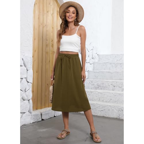 Image of Witsmile Flowy Skirt Elastic High Waist A-Line Skirt with Pockets Bohemia Cover-up for Women 2026 Trendy(S-2XL)