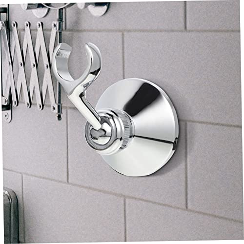Soporte de boquilla de ducha ajustable cromado y metálico para accesorios de baño de pared 6