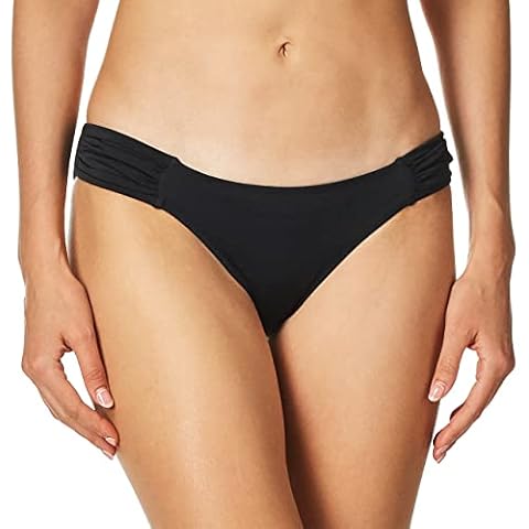 Smart & Sexy Women's Swim Secret Side Ruched Bikini Bottom, Black Hue, Small Cover