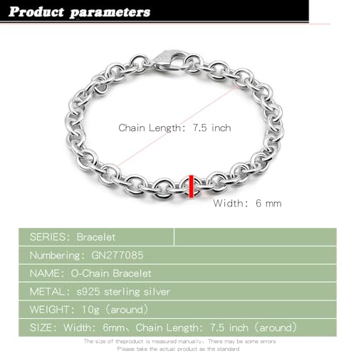 925 Sterling Silver Classic Round Cable Wire Link Bracelet Women Cuban Curb Oval Belcher Link Chain 5.9 to 9 in For Men 24k Gold Plated Cuff Jewelry Gift3