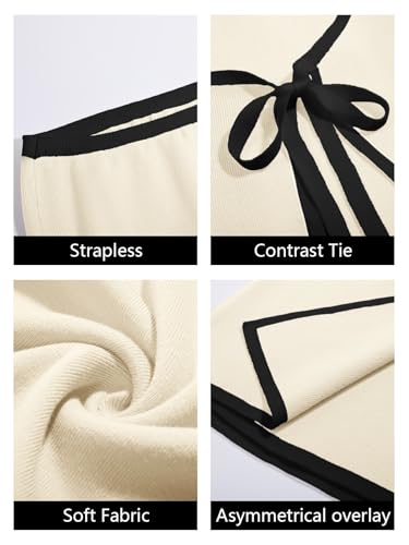 Image of Wenrine Womens Sexy Tube Top Dress Strapless Self Tie Wrap Asymmetrical Hem Knit Summer Party Mini Dresses
