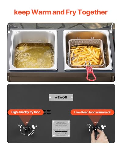 VEVOR Friteuse au Gaz Propane à Double Cuve 9Lx2, Appareil de Cuisson au Propane en Acier Inoxydable, Autoportant avec Plateforme Pliable et Réglage de la Chaleur, pour Extérieur Restaurant Snack-bar – Image 4