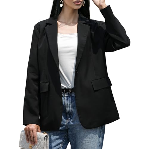 Women's Casual Blazer Jacket - Loose Fit Office Wear With Pockets (Multiple Sizes Available)