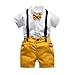 Produktbild TTLOVE Kleinkind Baby Boy Bekleidung Kurzarm Fliege Gentleman Infant Boys T-Shirt Tops + Feste Shorts Outfits Kleidung, Jungen Sommer Bowtie Shirt HosenträGer Outfit Set (Weiß,70)