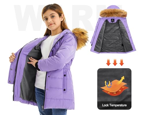 FARVALUE Girls Warm Winter Coats Thicken Long Parka Fleece Puffer Jacket Hooded Quilted Windbreaker4