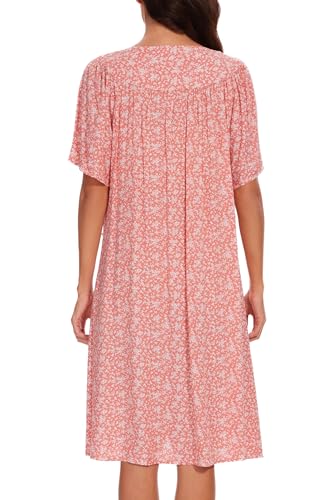 Image of COSUNIONY House Dresses for Women Cotton Short Sleeve House Coat Buttons Down Dusters Robe with Pockets S-XXL