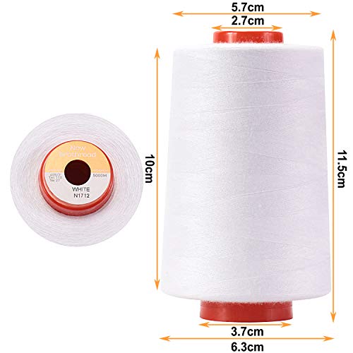Image of New brothread - 28 Options - 2 Large Cones of 5500Y (5000M) Each All Purpose Spun Polyester Thread 40S /2 (Tex27) for Sewing, Quilting, Piecing, Serger and Overlock - 1 White + 1 Black