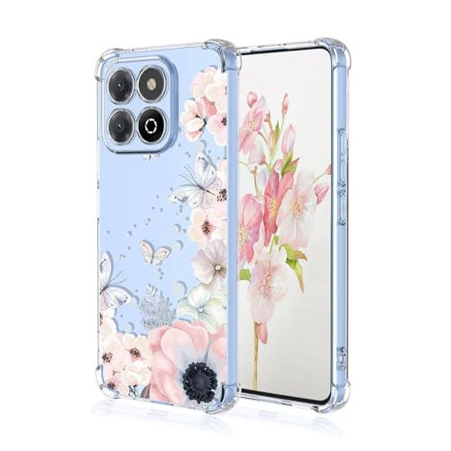 YUEQIAN Case for Honor X6b, Fashion Flower Cartoon Pattern Clear Cover
