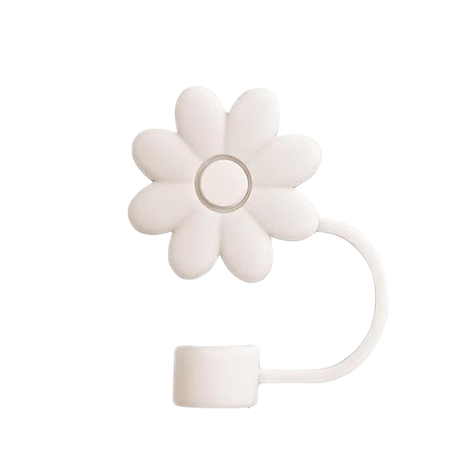 Wizoowip Compact Straw Plug Leak-proof Lid Flower Cover Food Grade Silicone Reusable Dust-proof Tumbler Tip Topper Protector Cup White
