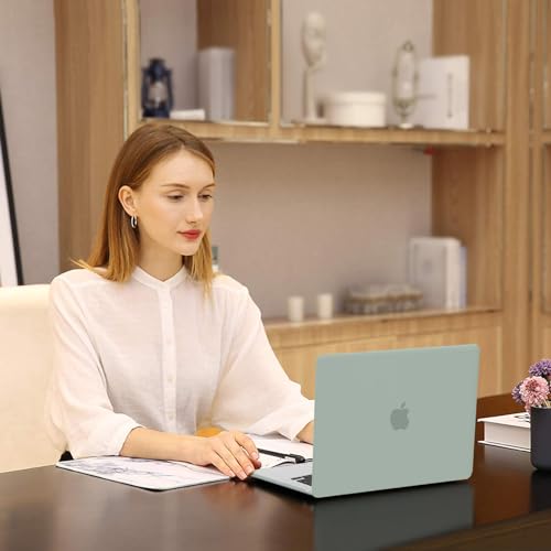 Image of MOSISO Compatible with MacBook Air 15 inch Case M4 M3 M2 2025 2024 2023 Release A3241 A3114 A2941 with Touch ID, Plastic Hard Shell Case&Keyboard Cover&Screen Protector&Storage Bag, Antique Green