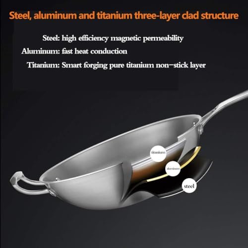 Wok de fondo plano de titanio, ligero y resistente miniatura 4