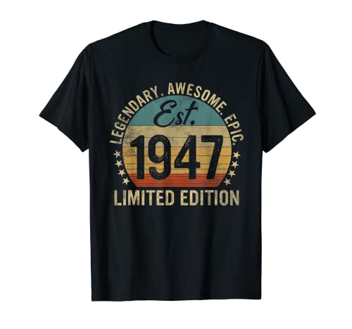 Est. 1947 Vintage 1947 Limited Edition 75th Birthday T-Shirt