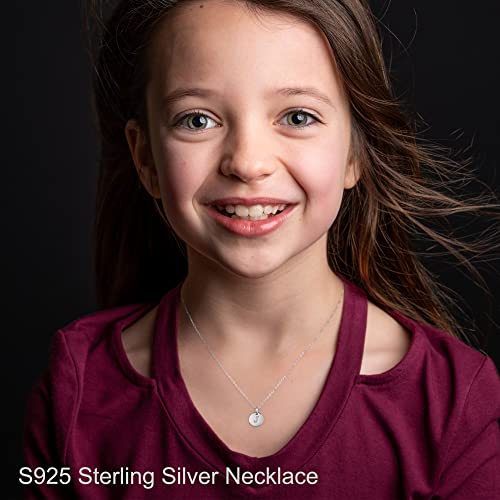 S925 Sterling Silver Disc Initial Necklaces for Women, Hypoallergenic Round Disc Initial Pendant Letter Initial Pendant S925 Sterling Silver Initial Necklace for Women Jewelry Gifts2