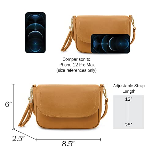 Image of EVVE Small Crossbody Bags for Women Trendy Flap Saddle Purses with Tassel Vegan leather Shoulder bag