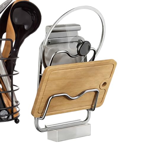 Wall Mounted Organizer, Pot Lid Holder, Heat Resistant Rest with Stainless Build, Drip Tray Storage with Easy Clean, Kitchen Utensil Rack with Space Saving Design, Lid Storage for Stove Counter