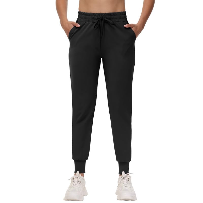 CAMPSNAIL Jogginghose Damen Sporthose Lang Freizeithose Weich Bequeme Trainingshose mit Elastischen Bund Sweatpants Leggings für Yoga Fitness (Schwarz L)