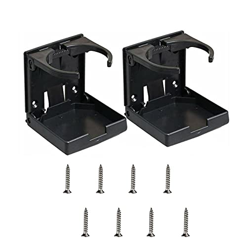 Pack de 2 Portavasos Plegable de la Botella, Portavasos Automotrices Ajustables, con 8 Tornillo, Antebrazo Ajustable, Adecuado para Coches, Camiones, Barcos(Negro)