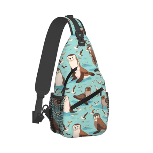 Mochila cruzada casual de uso diario Otters miniatura 2
