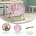 Flash Furniture Gwen Kids Cozy Mini Folding Saucer Chair - Blush Faux Fur Moon Chair - Soft Gold Metal Frame - 23