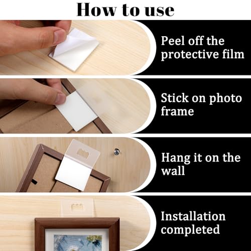 Image of 50Pcs Adhesive Foamboard Hanger Picture Hangers Hooks Sawtooth No Nail Poster Hanging Plastic Picture Frame Hooks for Back of Frames on Walls
