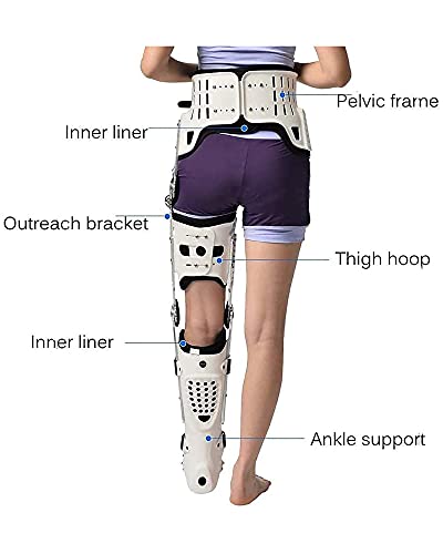 LARIAU Adjustable Hip Knee Ankle Foot Orthosis Thigh Knee Joint Calf Ankle Fixation Brace Hip Walking Surgery Ligament Support with Walking Boots,Left,Above 90