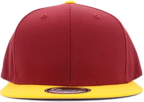 Image of KBETHOS Classic Snapback Hat Blank Cap Underbrim Cotton Wool Blend Flat Visor Adjustable Unisex