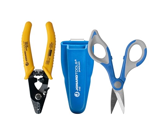 Jonard Tools TK-350 Fiber Optic Stripper & Kevlar Shears Kit – Featuring Molded Pouch to Securely Hold 3 Hole Fiber Stripper and Kevlar Cutting Shears – Ideal for Fiber Technicians