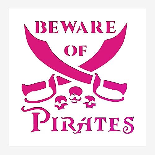 Pirates Stencil Reusable Sturdy Flexible Transparent 4 x 4 Inches 10mil Mylar Arts and Crafts Material Scrapbooking for Airbrush Painting Drawing