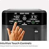 Chefman 6 Quart Dual Basket Air Fryer - Digital Touchscreen, Smart Sync Finish, Hi-Fry, Auto Shutoff, 2 Independent 3QT Nonstick Dishwasher-Safe Frying Baskets - Digital Double Air Fryer - Black