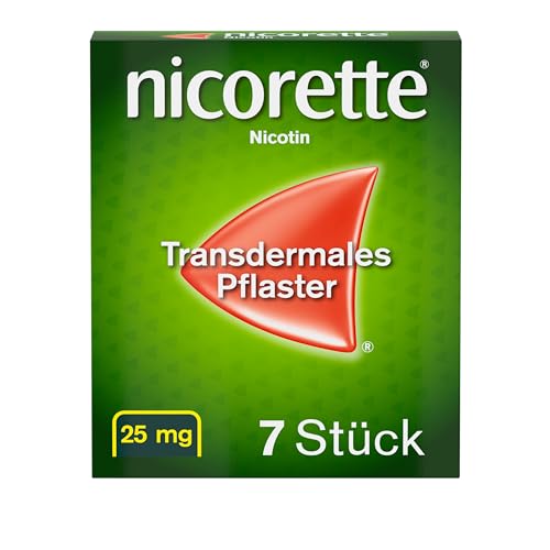 NICORETTE Pflaster mit 25 mg Nikotin mit Nikotinpflaster Rauchen aufhören für Phase 1 der Raucherentwöhnung bei mehr als 20 Zigaretten am Tag 7 St.
