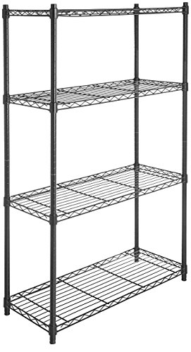 AmazonBasics 4-Shelf Shelving Storage Unit on 3'' Wheel Casters, Metal Organizer Wire Rack, Black (36L x 14W x 57.75H)
