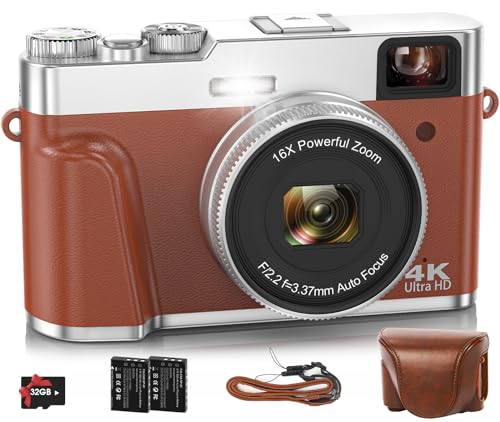 Cámara Digital, Nsoela 4K 48MP Autofocus Cámara de Fotos con 32GB Tarjeta Visor óptico, 2.8 Pulgadas Cámara Compacta con Tablero Giratorio y Visor para Principiantes Adolescentes