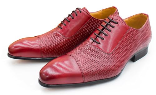 Santimon Men’s Crocodile Leather Dress Formal Oxfords, Fashion Stylish Lace-Up Shoes for Office, Wedding & Business