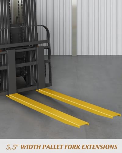 Pallet Forklift Extensions 72" Length 5.5" Width, Heavy Duty Steel Pallet Fork Extension, 1 Pair Fork Extensions for Forklifts, Yellow
