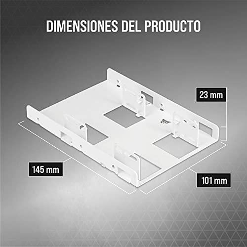 Corsair Soporte de Montaje de Doble SSD (Adaptador de 3.5" para Instalar SSD de 2.5", Instalación Sencilla) Blanco