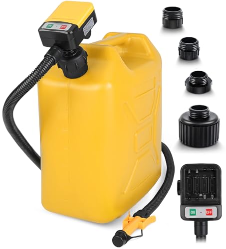 SKYJDM Fuel Transfer Pump with Auto-stop Sensor and 4 Tank Adapter, 3.2GPM 51' Hose Battery-Powered Portable Gas Can Pump for Gasoline & Diesel Oil (Yellow)