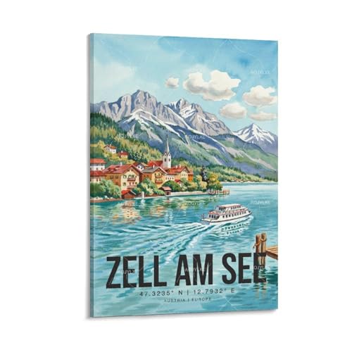 Affiche Zell Am See poster de voyage vintage et impression paysage urbain