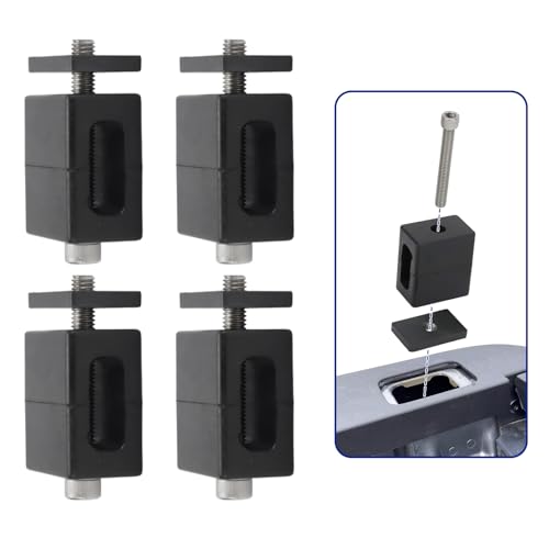 Foruly 4 Sets Truck Bed Stake Pocket Mounting Kit Stainless Steel with Black Rubber BlocksFits Most Pickup Trucks with Standard-size Stake Pockets Complete Hardware for Rack & Accessory Installation
