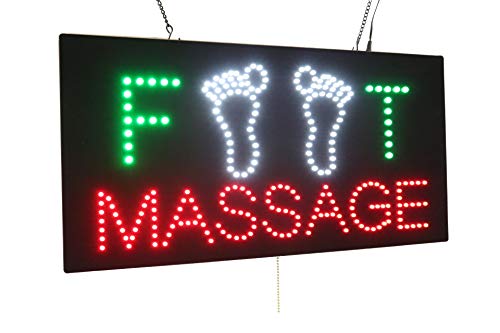 Foot Massage Sign TOPKING Signage LED Neon Open Store Window Shop Business Display Grand Opening Gift