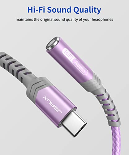 Image of USB Type C to 3.5mm Female Headphone Jack Adapter, JSAUX USB C to Aux Audio Dongle Cable Cord Compatible with iPhone 17 Pro Max /16 Pro /15 Plus, Samsung Galaxy S23 /S22 /S21 Ultra, iPad Pro, Pixel Purple