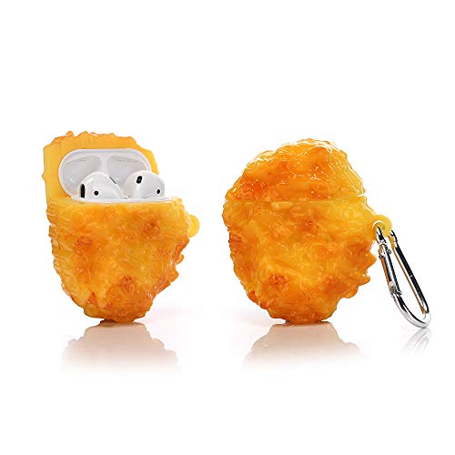 LEWOTE Silicone Case Compatible with Apple Airpods 1&2 Funny Cute Cover[Simulation Food Series](Fried Chicken Nuggets)