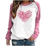 amazon deals of the day Valentines Day Long Sleeve Sweatshirts For Women 2024 Love Heart Graphic Pullover Tops Cute Crewneck Sweater Shirts valentines day clothes for women L