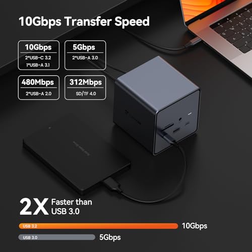 Tobenone TBN-UDS032N Usb C Docking Station Dual/Triple Monitor, Usb C Dock With 150W Power Adapter, 2 Hdmi, Dp, 2 Usb-C 3.2, 5 Usb, Sd 4.0/Tf, Rj45, Laptop Docking Station thumb #5
