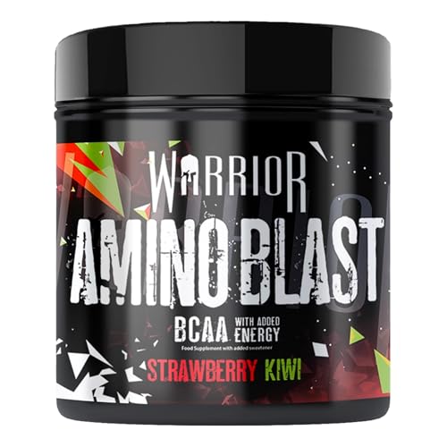 Warrior Amino Blast BCAA-Pulver 270 g – Aminosäure-Ergänzung – Intra- oder Pre-Workout Sport-Energy-Drink mit Koffein – beschleunigt die Muskelregeneration – 30 Portionen (Erdbeer-Kiwi)