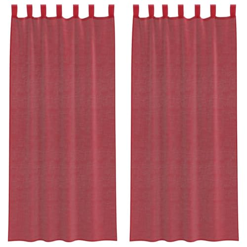 vidaXL Rideaux en Voile avec Passe-tringles 2 pcs Rouge Bordeaux, Rideau en Filet, Rideau Transparent, Voile de fenêtre, Traitement de fenêtre